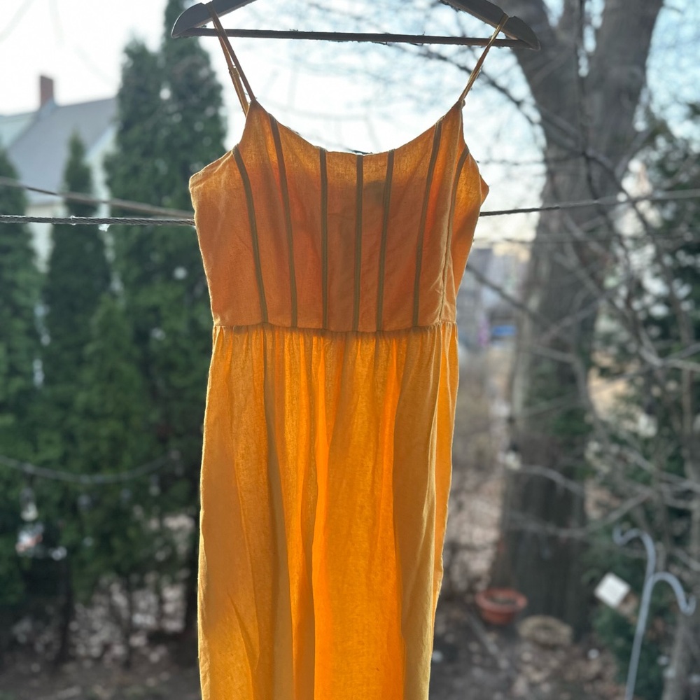 CeCe Yellow Spaghetti-Strap Midi Dress